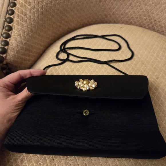 Elegant Black Clutch with Gold Accent - Picture 4 of 7